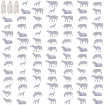 AN8703B 100vnt-200PCS 1:87 Unpainted Balta Ūkio Gyvūnai Avių Kolis, Šuo Aviganis HO Masto Modelis Dekoracijos Aminals