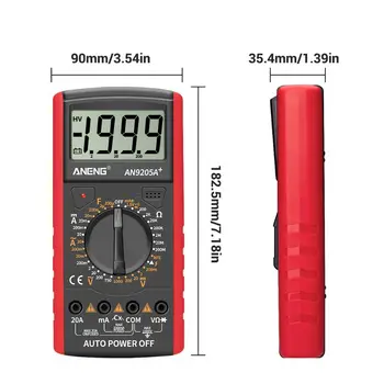 AN9205A+ LCD Skaitmeninis Multimetras Voltmeter Ammeter Atsparumas Testeris Stabdžių-burn E7CB