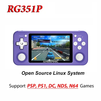 ANBERNIC RG351 RG350P RG350M Retro Žaidimas ir Vaizdo žaidimas IPS Ekraną, įmontuotą 2400 žaidimų konsolės, nešiojami delniniai PS1 RG351P RG351 64G