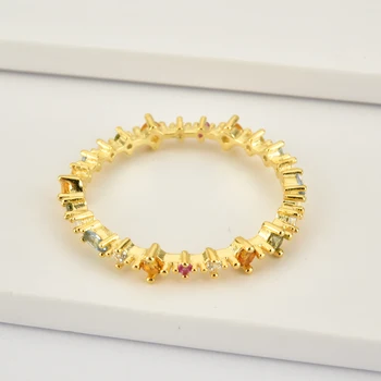 ANDYWEN 925 Sterlingas Sidabro Spalvinga Vaivorykštė Cirkonis Žiedai Europos Moterų Kristalų CZ Naujas Fine Jewelry 2020 m. Mados Tendencijos
