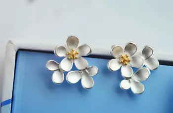 ANENJERY 925 Sterlingas Sidabro Daisy Gėlių Stud Auskarai Moterims, Vyšnių Žiedai, Auskarai S-E125