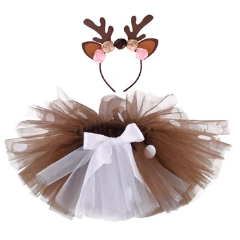 Animacinių Filmų Bambi PhotographyTutu Sijonas Kalėdų Purus Brown Deer Merginos Tutu Sijonas Kūdikis, Kalėdų Cosplay Kostiumai Helovinas