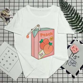 Animacinių filmų Braškių Sulčių, Print T-shirt Lady Harajuku Mielas Kawaii balti marškinėliai Vasaros Kasdienių Drabužių Mados Viršūnes moterų Marškinėlius