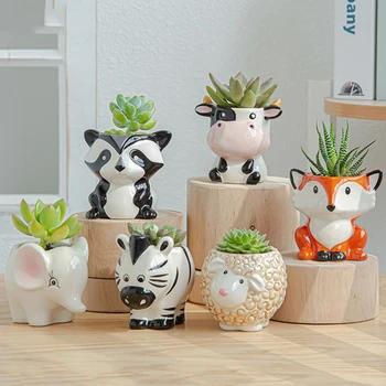 Animacinių Filmų Gyvūnų Miniatiūriniai Modelio Apdailos Sultingas Gėlių Vazonas Kūrybos Sodas, Augalai, Vazoninių Keramikos Vazonus Ornamentu