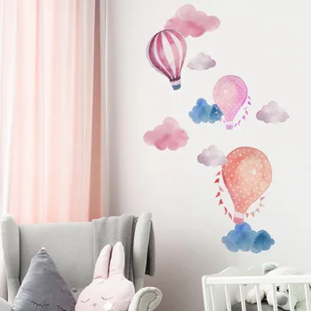 Animacinių filmų karšto oro balionų debesis siena lipdukas vaikams kambariai apdailos freskos miegamasis namų dekoro lipdukai darželio lipdukai, tapetai
