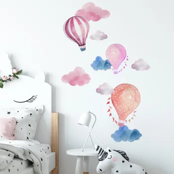 Animacinių filmų karšto oro balionų debesis siena lipdukas vaikams kambariai apdailos freskos miegamasis namų dekoro lipdukai darželio lipdukai, tapetai