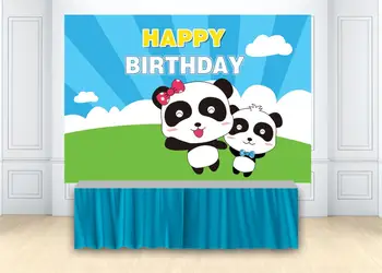 Animacinių Filmų Panda Fone Gimtadienio Apdailos Kūdikių Autobusų Temą, Baby Shower Nuotrauka Fone Studija Rekvizitai W-3347