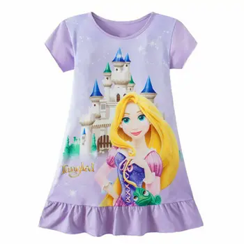 Animacinių Filmų Princesė Spausdinti Mergaitės Bamblys Vaikams, Kūdikių Mergaičių Rapunzel Gražuolė Princesė Aurora Spausdinti Vasaros Šalis Suknelė Bella Princes