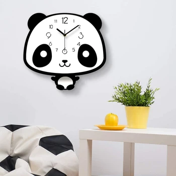 Animacinių Filmų Sūpynės Panda Sieninis Laikrodis Švytuoklinis Sieniniai Laikrodžiai Kokybės Kvarco Didelis Ciferblatas Gyvenimo Kambario, Miegamasis-Panda Žiūrėti Namų Dekoro