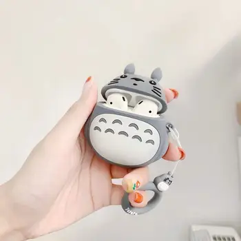 Animacinių filmų Totoro 3D Mielas Airpods Atveju Belaidės Ausinės Padengti Silikono Ausinių apsauginėje dėžėje Belaidžio Stere Apple AirPods 1 2