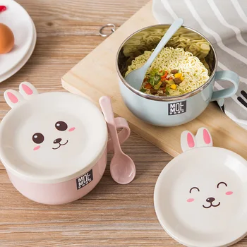 Animacinių Filmų Triušis Kawaii Bento Box Japonų Stiliaus Maisto Konteinerių Vaikas Nerūdijančio Plieno Kelionės Nešiojamų Lunchbox Plastiko