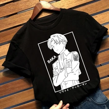 Anime Ataka Titan Baka Marškinėliai Moterims Kawaii Grafinis Tees Juokinga Eren Harajuku Unisex Marškinėliai