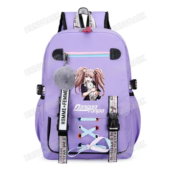 Anime Danganronpa: Trigger Happy USB įkrovimo Kuprinė Drobės Naegi Mako mokyklos maišą kelionės Mochilas moterų paauglys mergaitės