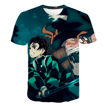 Anime Demon Slayer Vaikai Coslpay Marškinėliai Kawaii Disko Dvasios Grafinis T-shirt Kimetsu Nr. Yaiba Ašmenys Tee Viršuje Marškinėlius Vaikai