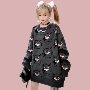 Anime Džemperis Moterims Harajuku Gengar Modelio Megztinis Prarasti Korėjos Stiliaus 2020 M. Rudenį, Žiemą Šiltas Megztas Megztinis Moteris Megztiniai
