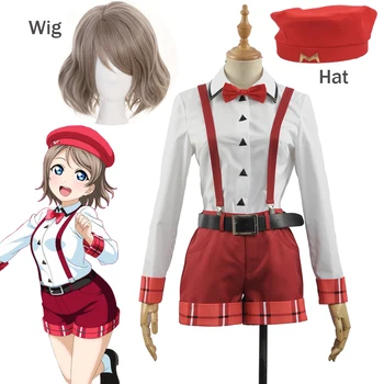 Anime Love Live CYaRon Cosplay Kostiumų Watanabe Jūs Cosplay Kostiumų Mergaitės mokyklinę Uniformą už Moterų Helovinas Kostiumas Pilnas Komplektas