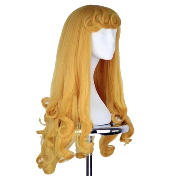 Anime Miegančioji Gražuolė Princesė Aurora Perukai Briar Rose Moterų Ilgi Geltoni Plaukai Cosplay Kostiumas