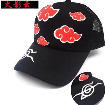 Anime Naruto skrybėlės Akatsuki anime Red hat debesys Beisbolo kepuraitę skydelis Pein Konan Uchiha Itachi Deidara Naruto cosplay Juoda skrybėlė