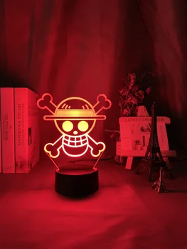Anime ONE PIECE LOGOTIPĄ, Vaikai Naktį Šviesos diodų (Led) Palieskite Jutiklio Spalvinga naktinė lempa Vaiko Miegamasis Apdailos Kietas Stalas 3d Lemputė Dovanų