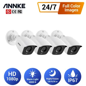 ANNKE 4pcs 1080p Full Naktinio Matymo Saugumo Kameros 2MP, TVI DVR VAIZDO stebėjimo kamerų Sistemų, IP67 Lauko, Patalpų Kamera Rinkinys