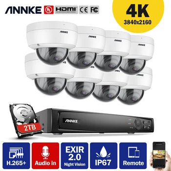 ANNKE 8CH 4K Ultra HD POE Tinklą, Vaizdo Apsaugos Sistemos 8MP H. 265+ NVR Su 8pcs 8MP Neperpučiamas IP Kameros CCTV Saugumo Rinkinys