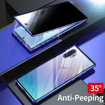 Anti-peeping Stiklo Magnetinės Metalo Case For Samsung Galaxy Note 10 Plius 10+ 9 8 S8 S9 S10 S20 Plius S20 Ultra Priekiniai tamsinti Stiklai