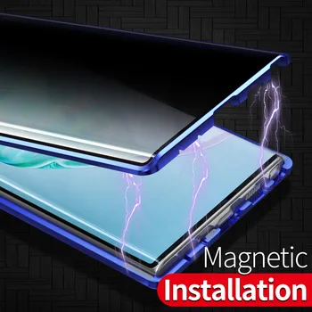 Anti-peeping Stiklo Magnetinės Metalo Case For Samsung Galaxy Note 10 Plius 10+ 9 8 S8 S9 S10 S20 Plius S20 Ultra Priekiniai tamsinti Stiklai