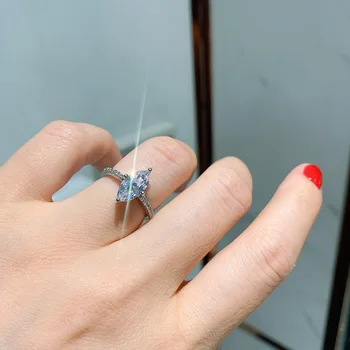 ANZIW Sterlingas Sidabro Markizė Cut Sukurta SONA Diamond Klasikinis Vestuvinis Žiedas Moterims, Papuošalai, Dovanos
