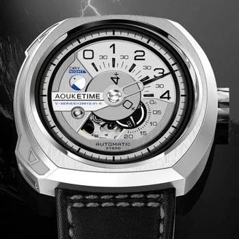 AOUKE automatinis laikrodis vyrams mados prekės ženklo dizainas mechaninė savarankiškai vėjo laikrodis odos juosta sporto laikrodžiai relogio masculino