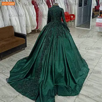 Arabų-Žalią vakarinę Suknelę Už Šalies ilgomis Rankovėmis chalatas de soiree 2021 Aukšto Kaklo Kamuolys Suknelė Moterims Suknelės Oficialią vestido de festa