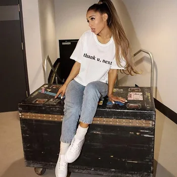 Ariana Grande Paties Stiliaus Marškinėliai Trumpomis Rankovėmis Harajuku Marškinėlius Atsitiktinis Medvilnės Minkštas O Kaklo Moterų Top Tee Streetwear 8 Spalva