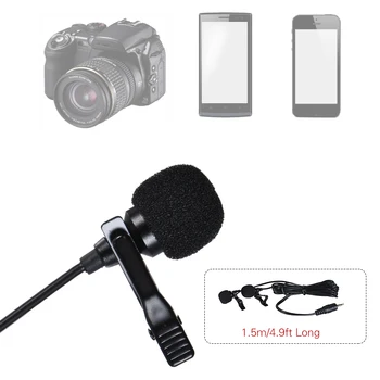 AriMic Dual-Head Klipą Atvartas Mikrofonas Lavalier Įvairiakryptė Kondensatoriaus Įrašymas Mikrofonas skirtas iPhone Sumsang DSLR Fotoaparatas Telefono