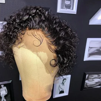 Arisonhair Pixie Supjaustyti Bob Trumpas, Garbanotas 250 Tankis Nėriniai Priekiniai Žmogaus Plaukų Perukai Brazilijos Remy Human Hair Prieš Nupeštos Su Kūdikio Plaukų