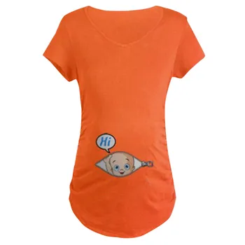 ARLONEET 2019 m. vasarą Aukštos kokybės motinystės marškinėlius juokinga Kūdikis Kišenėje Print T-Shirt motinystės slaugos liemenėlė nėščioms, drabužiai
