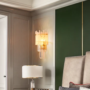 Art deco dizaino krištolo sienos sconce modernus aukso sienos žibintai kambarį miegamojo lempa wideth 25cm