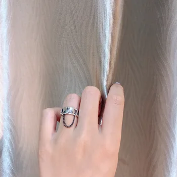 Asmenybės Saturnas grandinės derliaus 925 sterlingas sidabro žiedas su tinklelio Tailando sidabro žiedas rodomuoju pirštu atidarymo ajustable papuošalai