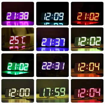 Atnaujinti 3D Nuotolinio Valdymo Skaitmeninis Sieninis Laikrodis 115 Spalvų LED Stalo Laikrodis Laiką suveikimo Temperatūra Dienos, Garso Kontrolę, Naktį Šviesos