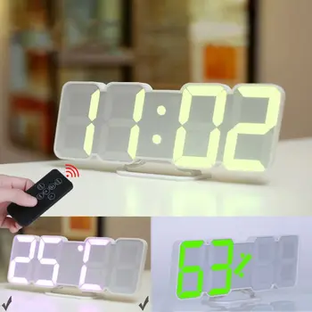 Atnaujinti 3D Nuotolinio Valdymo Skaitmeninis Sieninis Laikrodis 115 Spalvų LED Stalo Laikrodis Laiką suveikimo Temperatūra Dienos, Garso Kontrolę, Naktį Šviesos