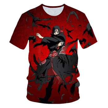 Atsitiktinis Hip-Hop Womens/t shirt Mens Anime Naruto Akatsuki Trumpas Rankovės Juokinga 3D Print T-Shirt Vasaros Viršūnes Tees XS-7XL