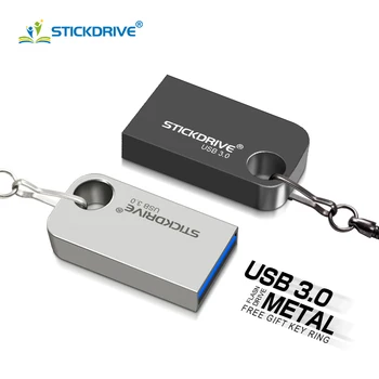Atsparus vandeniui Metalo Sidabro usb 3.0 flash drive 64gb pen drive 16GB 32GB 8GB 4GB pendrive su raktų žiedas u disko atminties diske usb 3.0