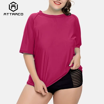 Attraco Rashguard Swimsuit Moterys Trumpas Rankovės Marškinėliai UPF 50+ Moterų Plius Dydis maudymosi Kostiumėliai, UV-Apsauga, Bėrimas Apsaugas Paplūdimio Drabužiai