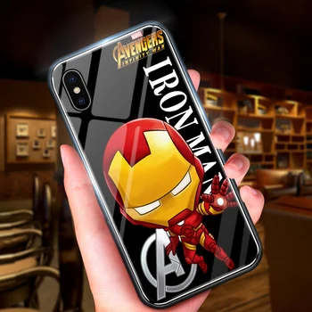 Atvejų OnePlus 6 6T 7 7T Pro 8 8T Nord Animacinių filmų Avenger Superhero Ironman žmogus-Voras Telefono Dangtelį Blizgus Grūdintas Stiklas Atveju