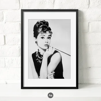 Audrey Hepburn Juoda Balta Nuotrauka, Derliaus Plakato Spauda Pop Filmą Celebrity Drobės Tapybos Super Star Portretas Sienos Meno Dovana
