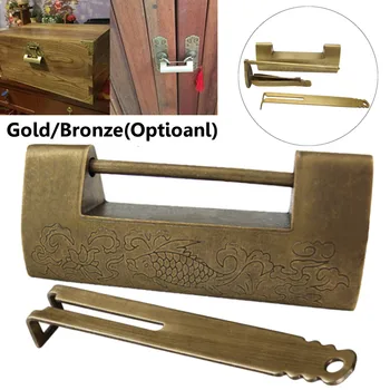 Aukso/Bronzos Kinijos Vintage Senoviniai Šoninio Atidarymo Spyna Retro Namų Dekoro Papuošalų Dėžutė Kabineto Vario Spynos Raktas