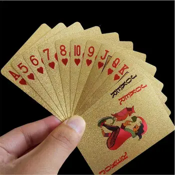 Aukso Kortų Kaladę Aukso Folija Pokers Nustatyti Magija Korteles 24K Aukso Plastiko Folijos Pokers Patvarus, atsparus Vandeniui Korteles