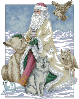 Aukso Rinkimas Skaičiuojami Kryželiu Polar Santa Kalėdų Tėvas ir Wold Lokys Pelėda-Paukštis Sniego Žiemos dim 00299 08526