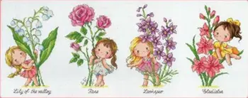 Aukso Rinkimas Skaičiuojami Kryželiu Rinkinys Gimimo Gėlių Gegužės birželio liepos rugpjūčio Lily Rose Keturių Mergaičių ir Gėlių, TAIP