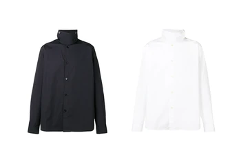 Aukštos apykaklės sagomis nuimamas marškinėliai Paprastas klasikinis prarasti Japonijos originalus dizainerio markės marškinėliai