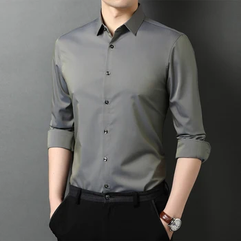 Aukštos kokybės 2020 naują pavasario ir rudens marškinėliai mados vyrų atvartas verslo ilgomis rankovėmis marškinėliai jke395