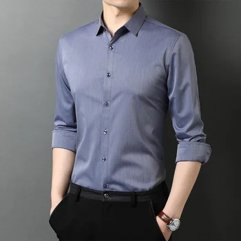 Aukštos kokybės 2020 naują pavasario ir rudens marškinėliai mados vyrų atvartas verslo ilgomis rankovėmis marškinėliai jke395